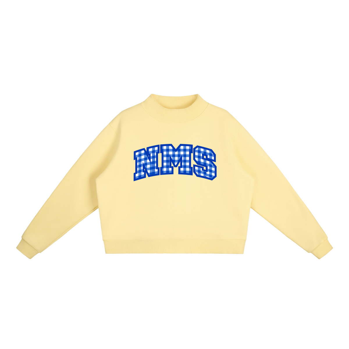 Gingham Northside Essential Fleece Mock-Neck Crew Sweatshirt (printed)