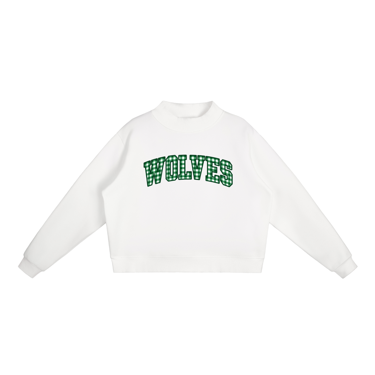 Gingham Green River Essential Fleece Mock-Neck Crew Sweatshirt (printed)