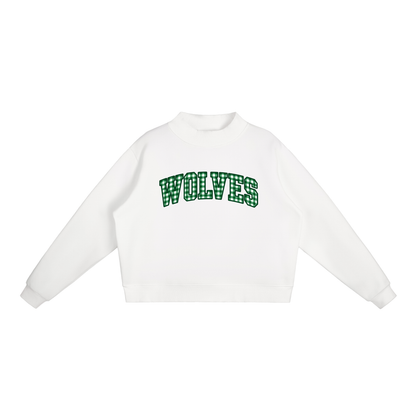 Gingham Green River Essential Fleece Mock-Neck Crew Sweatshirt (printed)