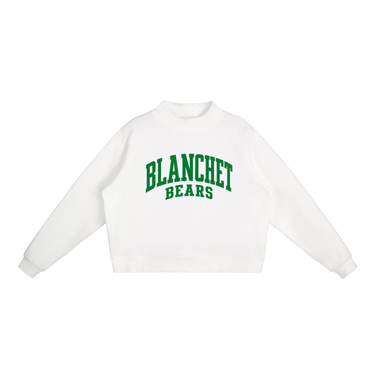 Basic 2 Blanchet Essential Fleece Mock-Neck Crew Sweatshirt (printed)