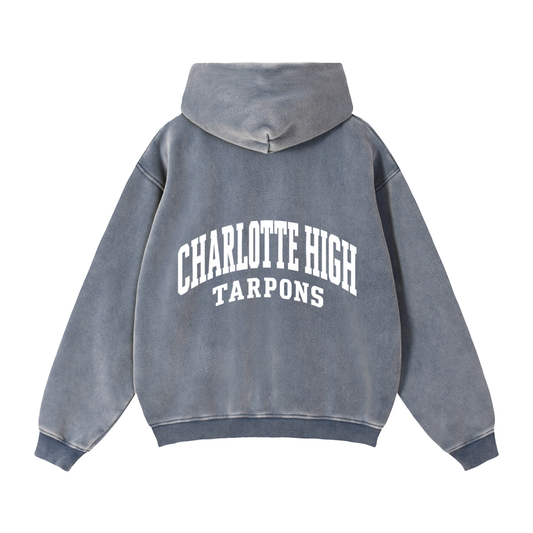 Basic 2 White Charlotte Zip-Through Boxy Fleece Hoodie