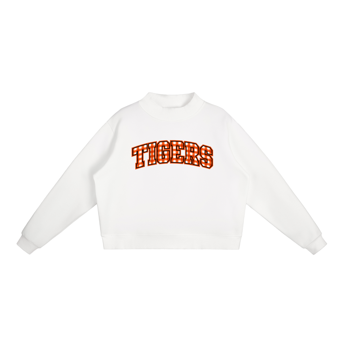 Gingham Meigs County Essential Fleece Mock-Neck Crew Sweatshirt (printed)