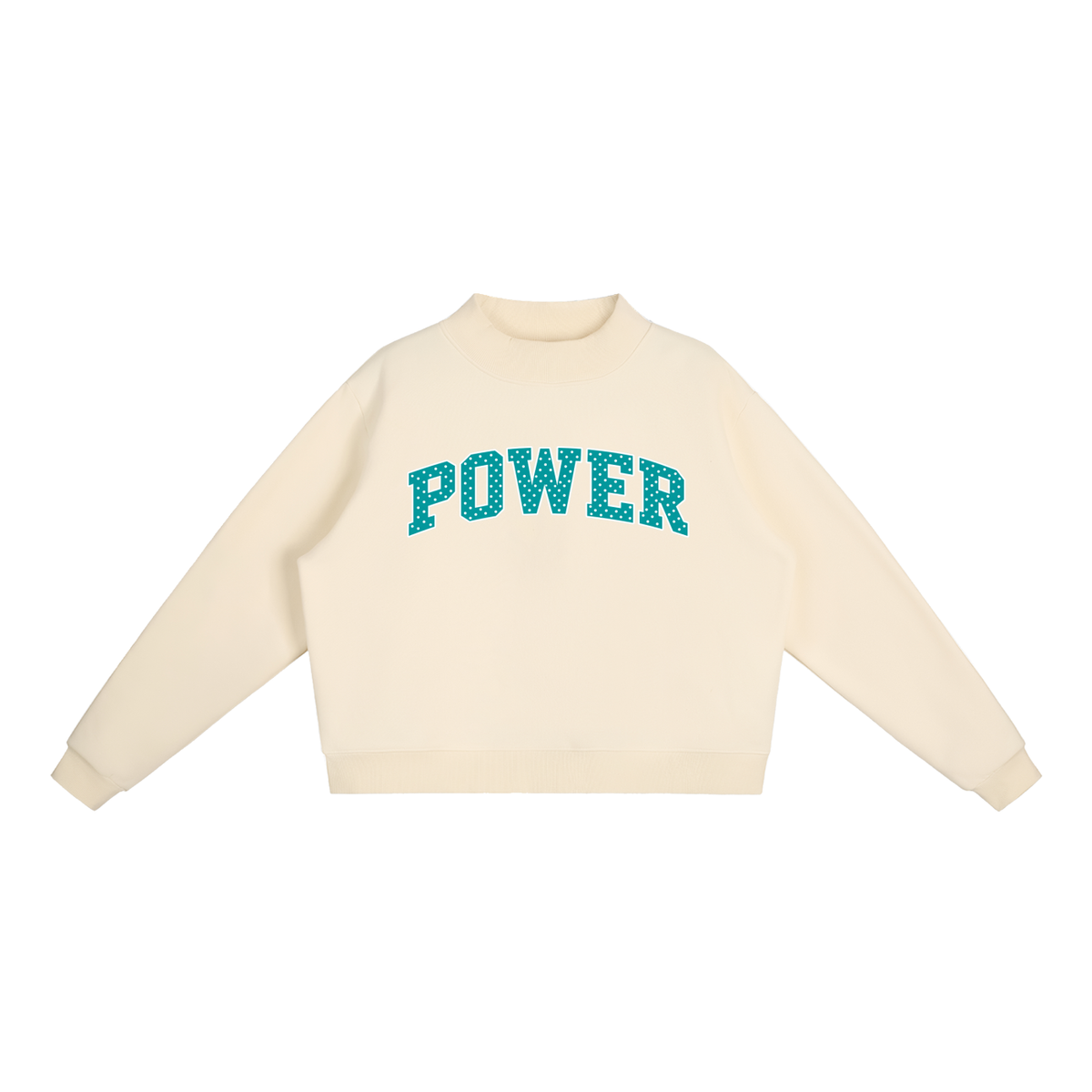 Polka Dot Power Essential Fleece Mock-Neck Crew Sweatshirt