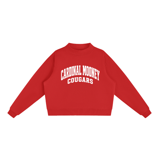 Basic 2 White Cardinal Mooney Essential Fleece Mock-Neck Crew Sweatshirt