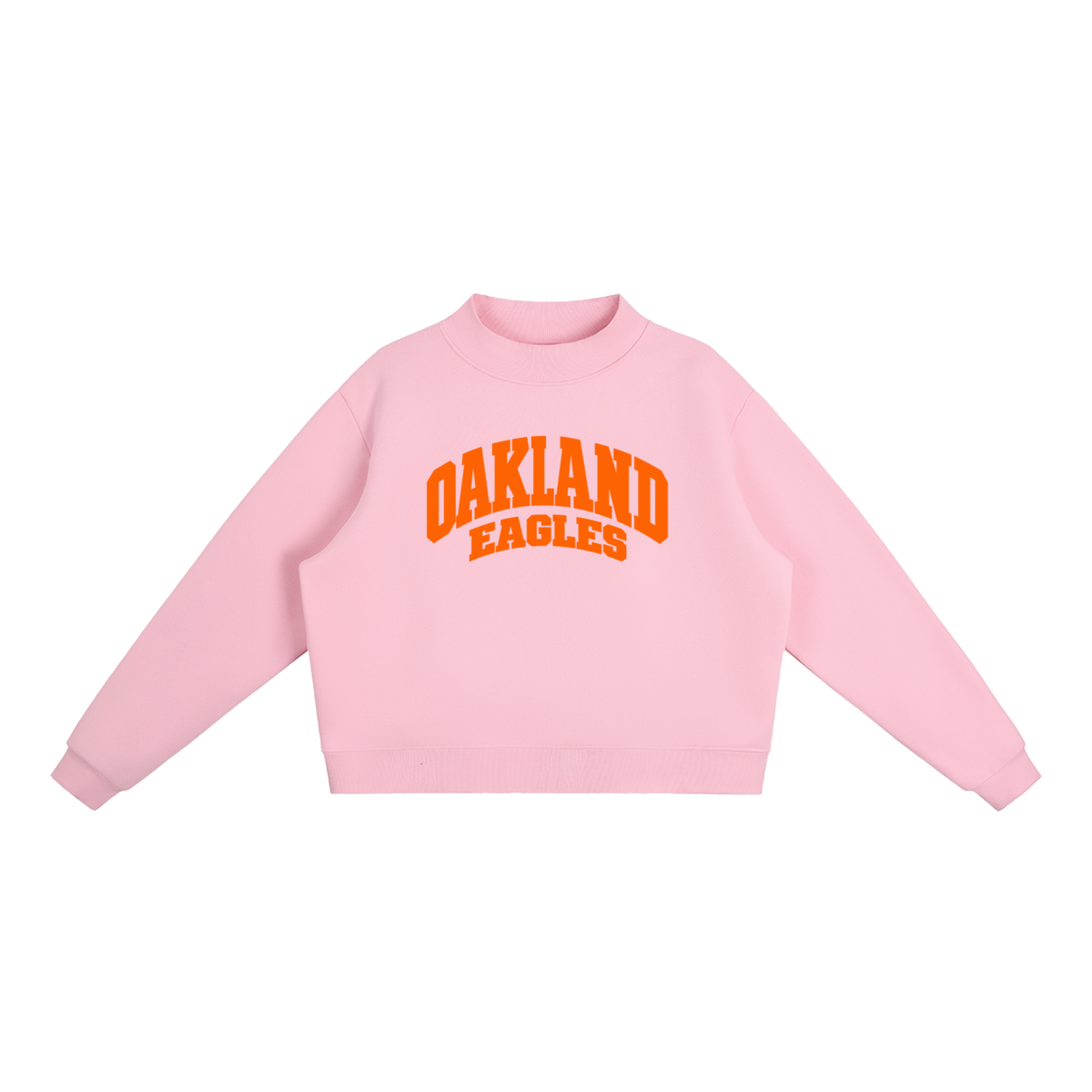 Basic 2 White Oakland Middle Essential Fleece Mock-Neck Crew Sweatshirt (printed)