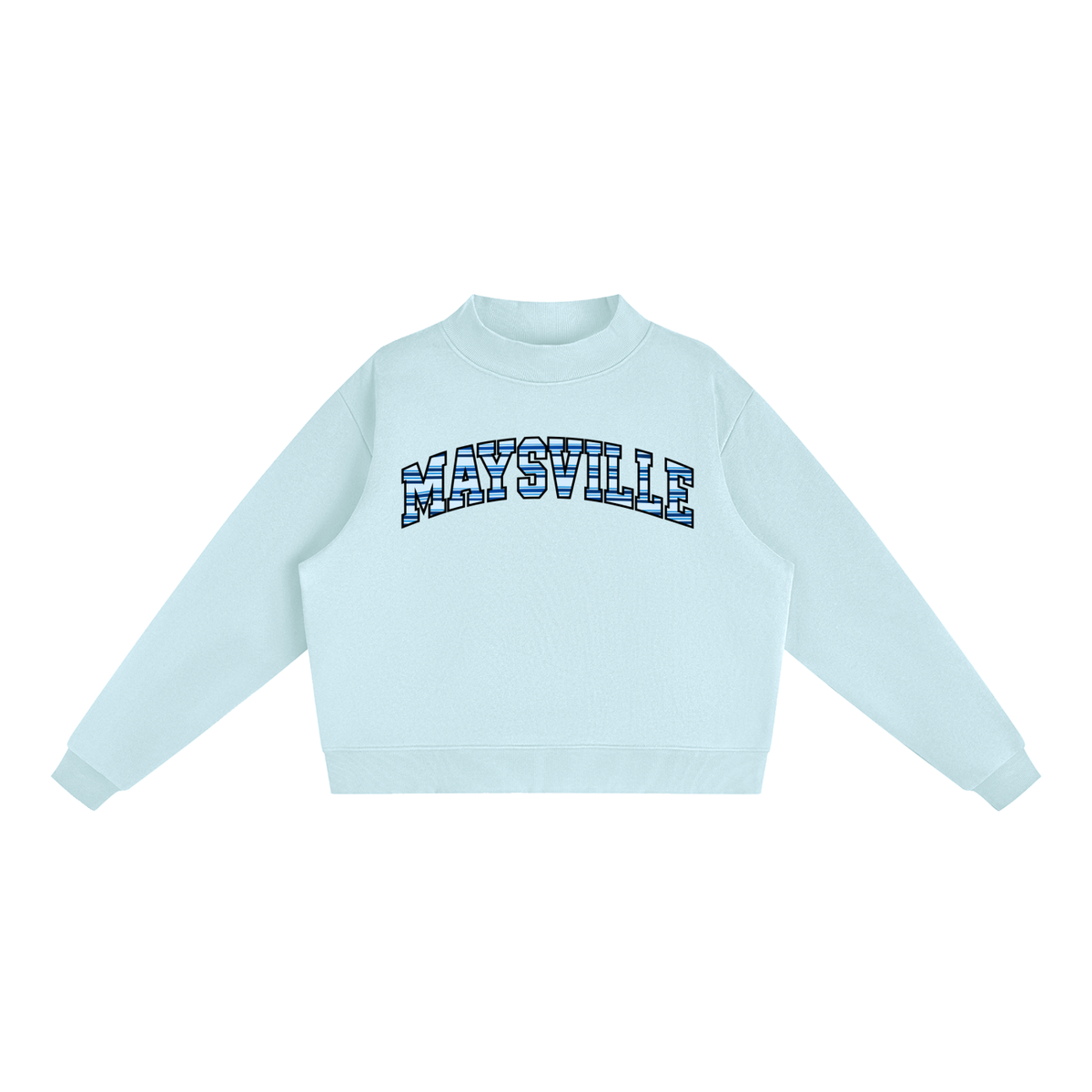 Striped Maysville Essential Fleece Mock-Neck Crew Sweatshirt