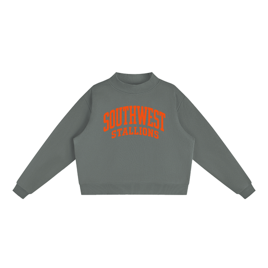 Essential Fleece Mock-Neck Crew Sweatshirt