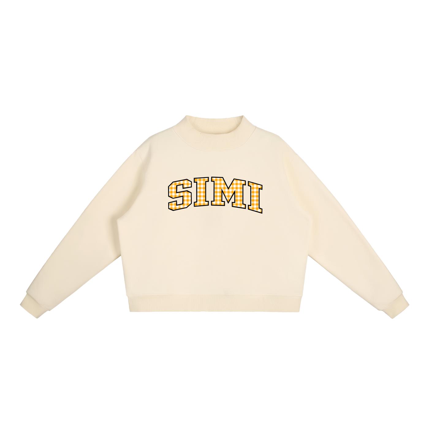 Gingham Simi Valley Essential Fleece Mock-Neck Crew Sweatshirt