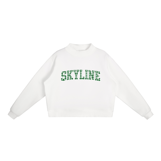 Essential Fleece Mock-Neck Crew Printed Sweatshirt