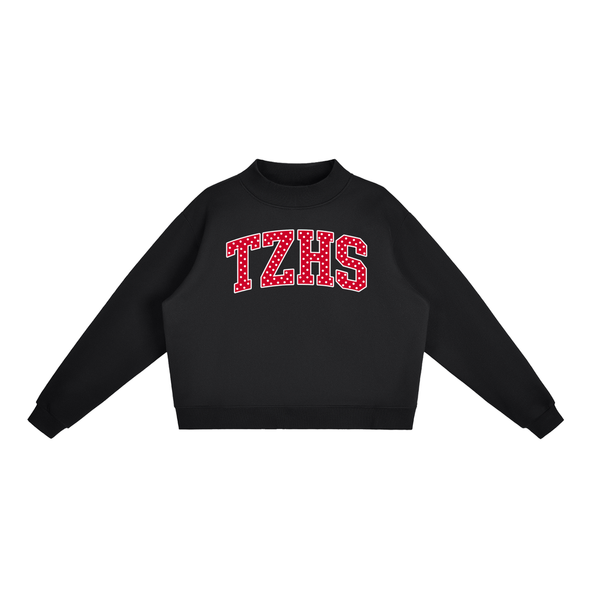 Polka Dot Tappan Zee Essential Fleece Mock-Neck Crew Sweatshirt (printed)