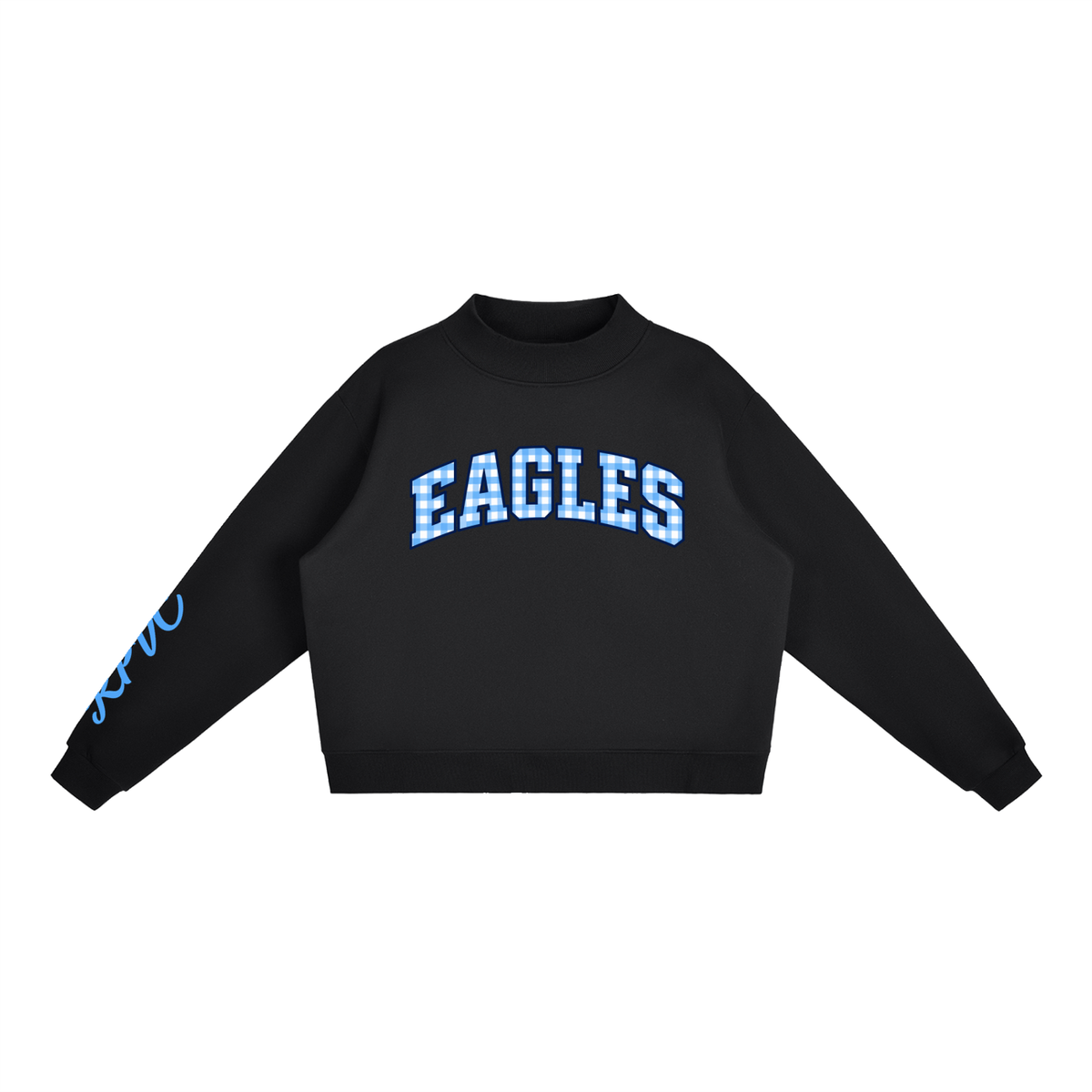 GINGHAM EAGLES Essential Fleece Mock-Neck Crew Sweatshirt