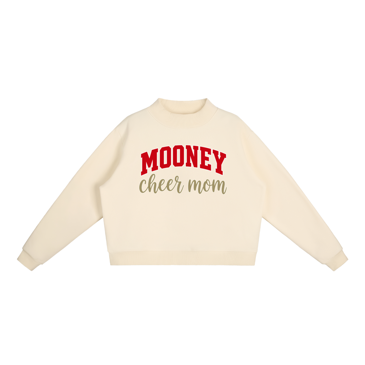 Cheer Mom Cardinal Mooney Essential Fleece Mock-Neck Crew Sweatshirt