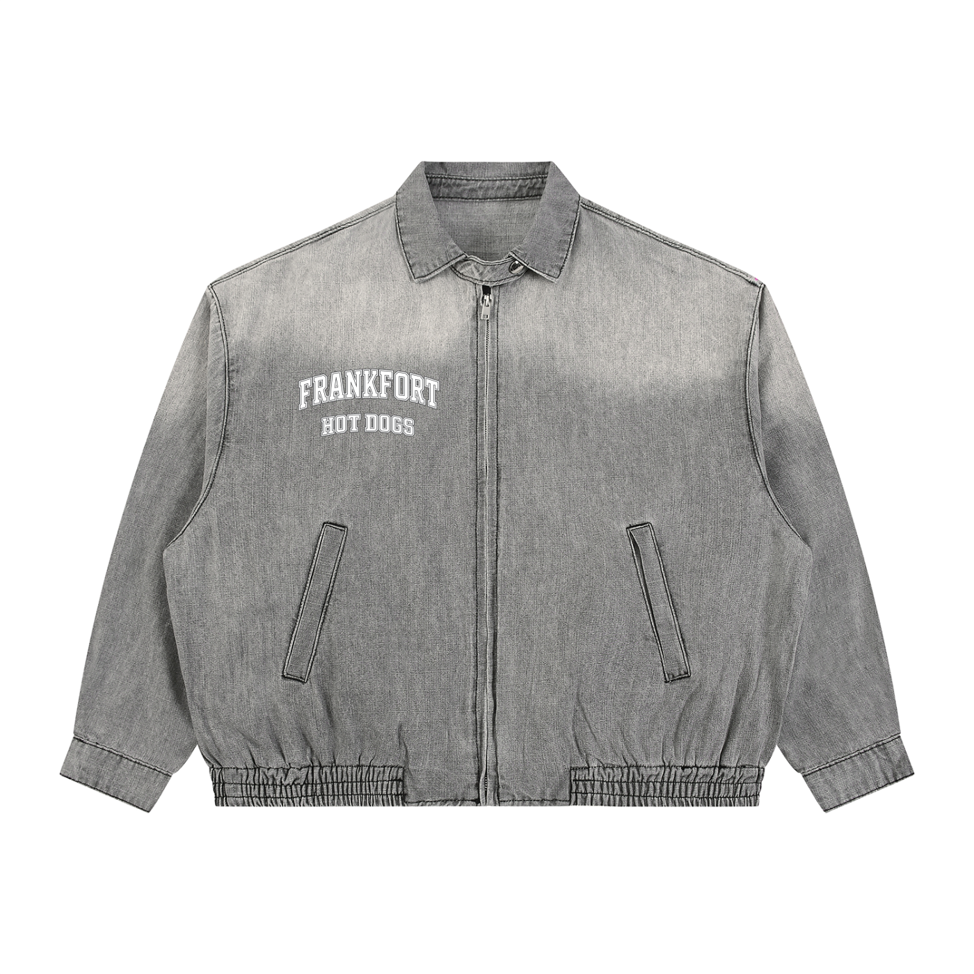 Unisex Vintage Wash Full-Zip Denim Jacket