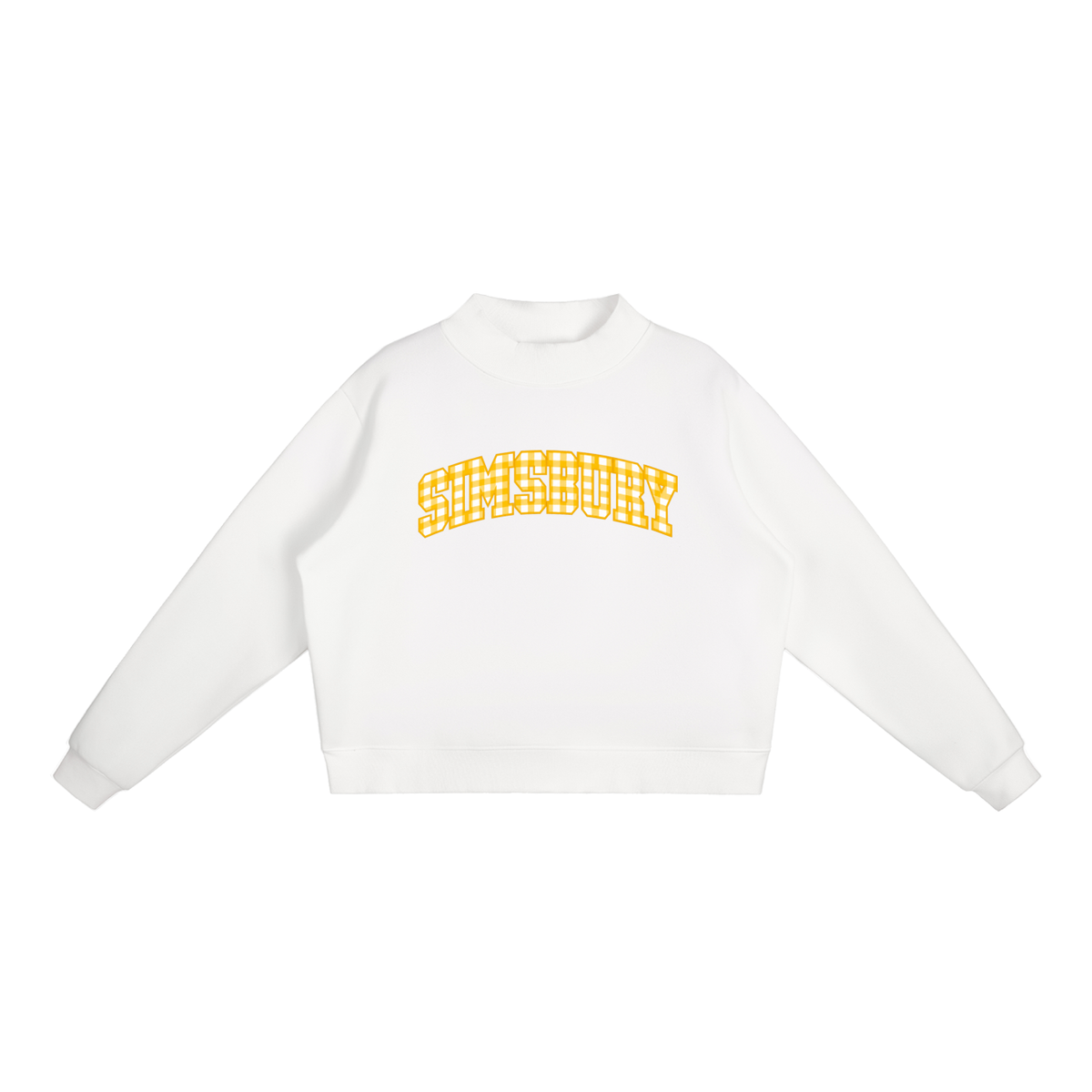 Gingham Simsbury Essential Fleece Mock-Neck Crew Sweatshirt (printed)