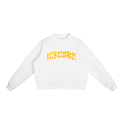 Gingham Simsbury Essential Fleece Mock-Neck Crew Sweatshirt (printed)