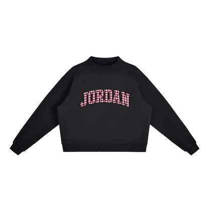 Gingham Jordan Essential Fleece Mock-Neck Crew Sweatshirt (printed)