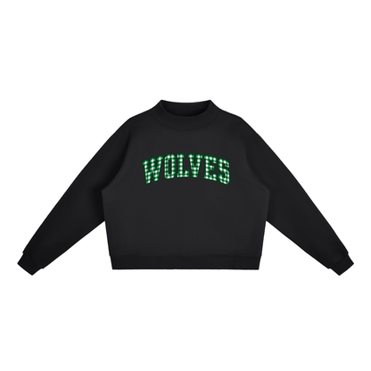 Gingham Green River Essential Fleece Mock-Neck Crew Sweatshirt (printed)