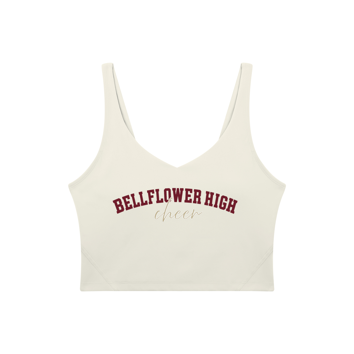 Cursive Bellflower Women's V-Neck Yoga Sports Bra