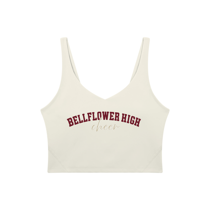 Cursive Bellflower Women's V-Neck Yoga Sports Bra
