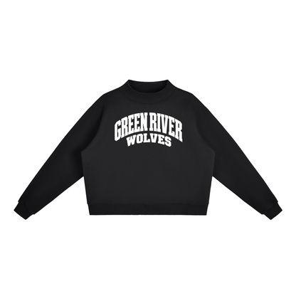 Basic 2 White Green River Essential Fleece Mock-Neck Crew Sweatshirt (printed)