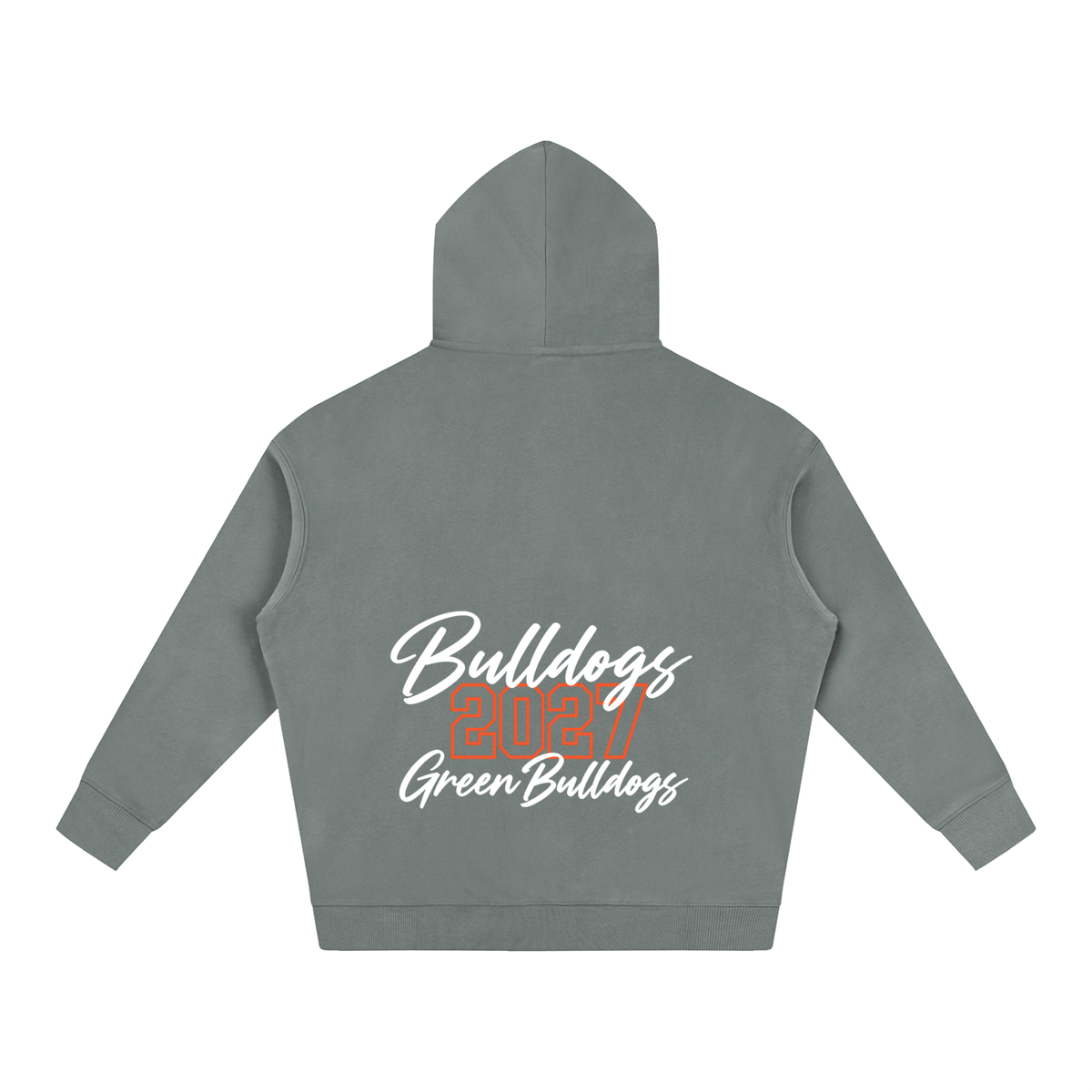 Cursive Front Green Bulldogs Oversize Fleeced Hoodie