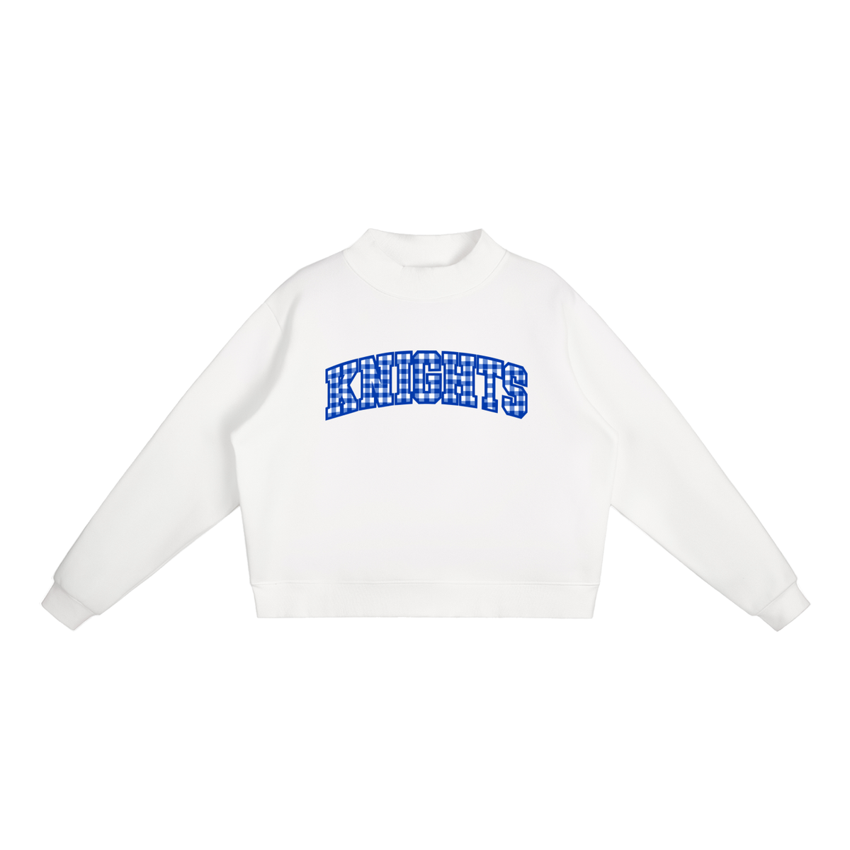 Gingham Nolensville Essential Fleece Mock-Neck Crew Sweatshirt (printed)