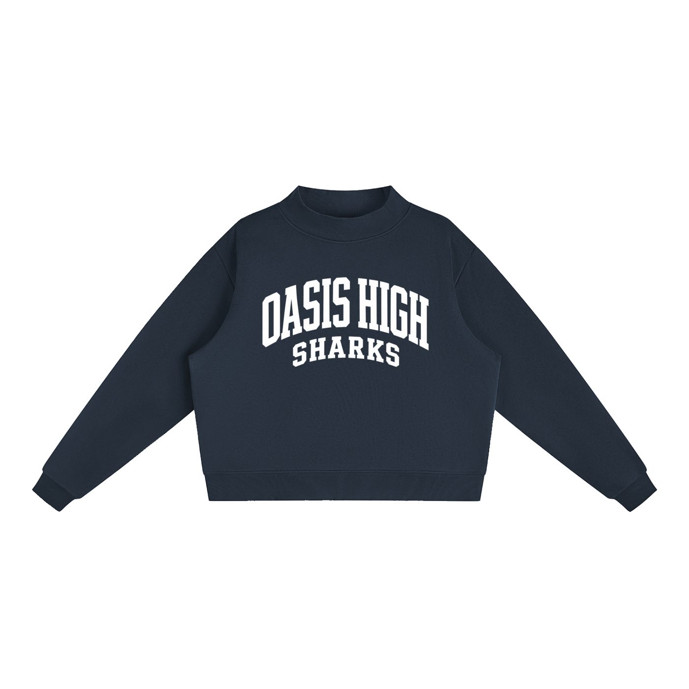Basic 2 White Oasis Essential Fleece Mock-Neck Crew Sweatshirt