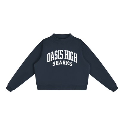 Basic 2 White Oasis Essential Fleece Mock-Neck Crew Sweatshirt