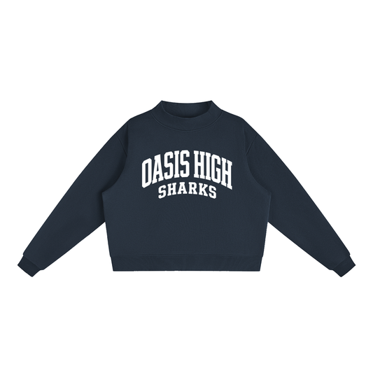 Basic 2 White Oasis Essential Fleece Mock-Neck Crew Sweatshirt