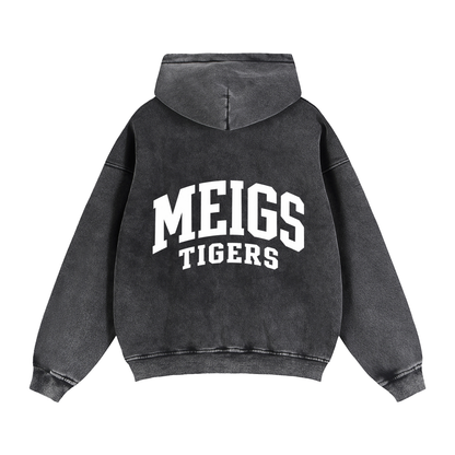 Basic 2 White Meigs County Zip-Through Boxy Fleece Hoodie