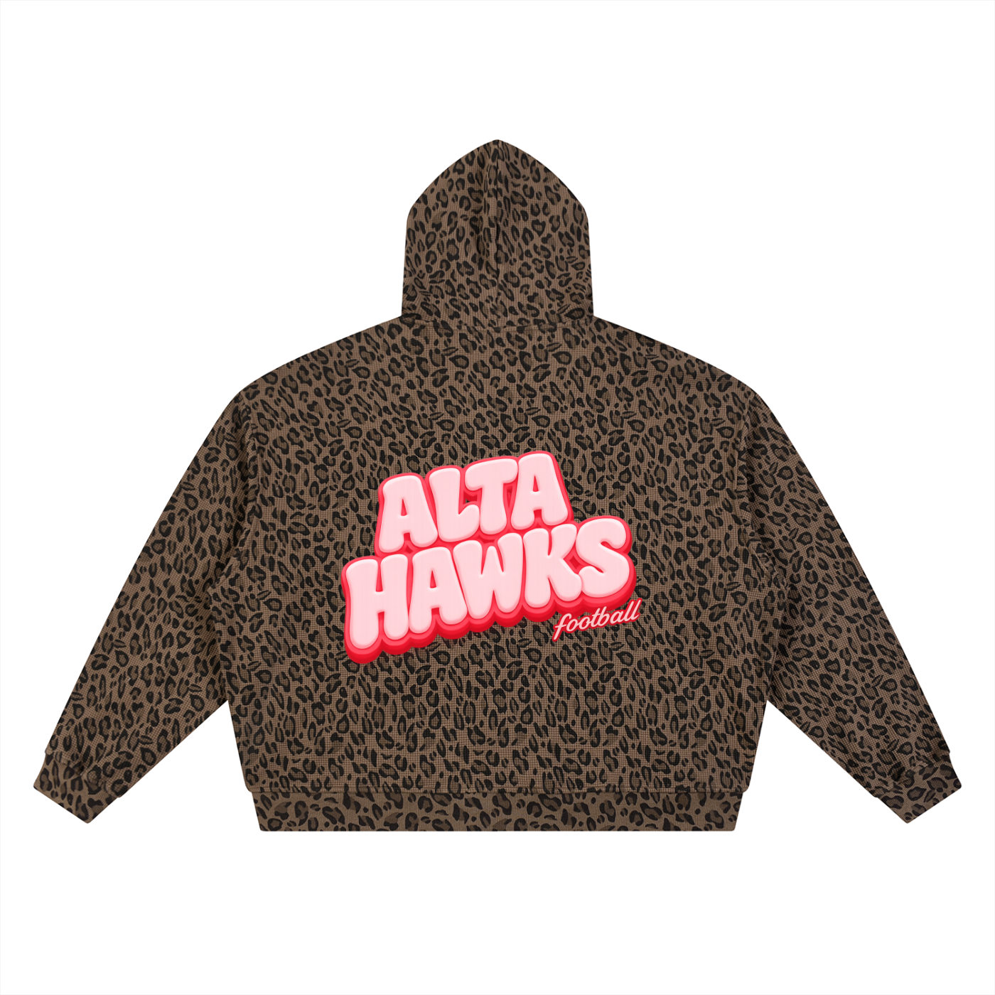 Unisex Leopard Print Waffle Full Zip Hoodie