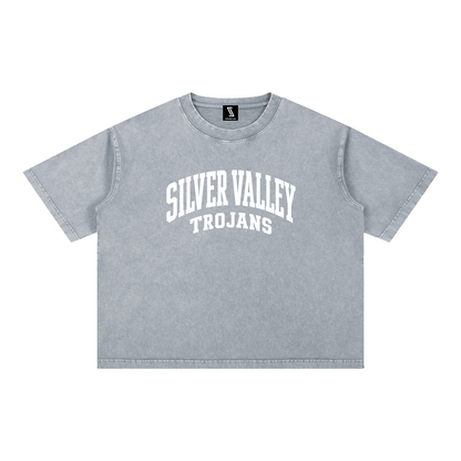 Basic 2 White Silver Valley Mineral Wash Boxy Cotton T-Shirt