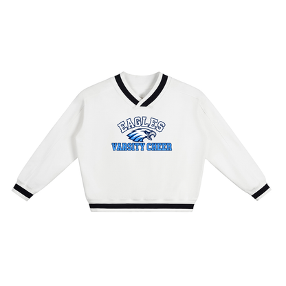 V-Neck Contrast Collar Boxy Sweatshirt