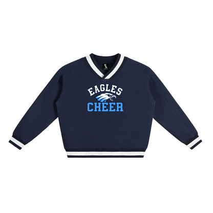 V-Neck Contrast Collar Boxy Sweatshirt