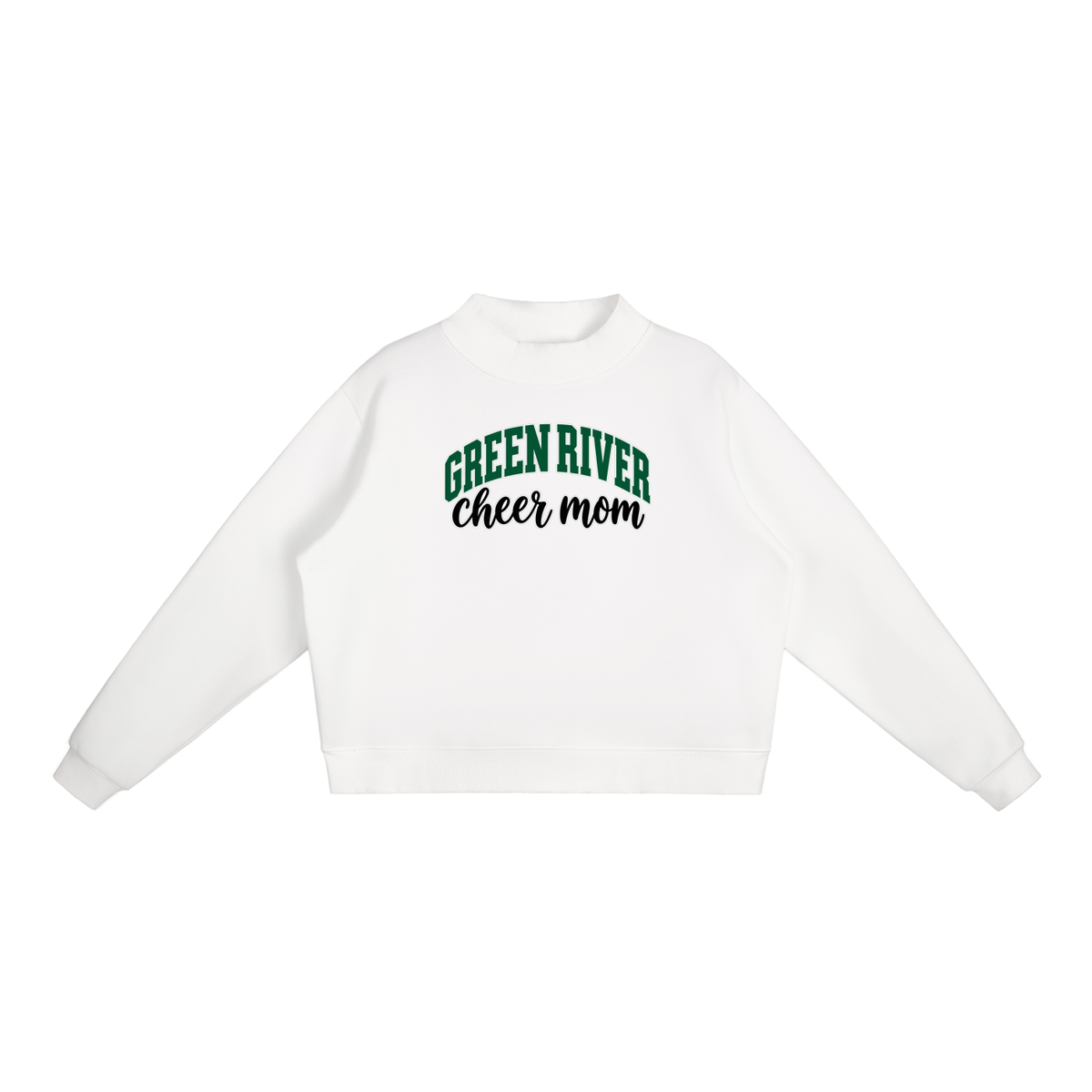 Cheer Mom Green River Essential Fleece Mock-Neck Crew Sweatshirt (printed)