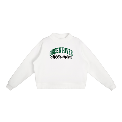 Cheer Mom Green River Essential Fleece Mock-Neck Crew Sweatshirt (printed)