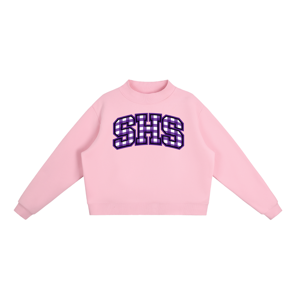 Gingham Sayville Essential Fleece Mock-Neck Crew Sweatshirt (printed)