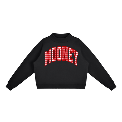 Gingham Cardinal Mooney Essential Fleece Mock-Neck Crew Sweatshirt
