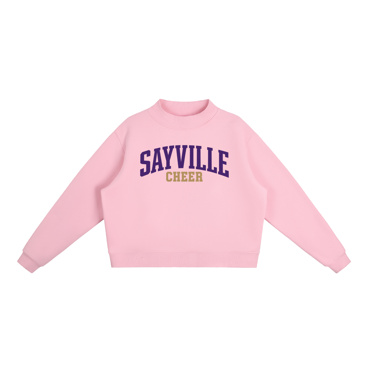 Basic 1 Sayville Essential Fleece Mock-Neck Crew Sweatshirt (printed)