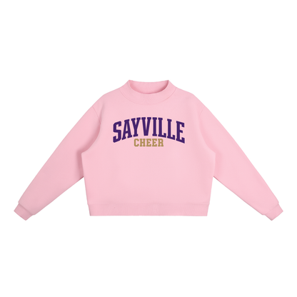 Basic 1 Sayville Essential Fleece Mock-Neck Crew Sweatshirt (printed)