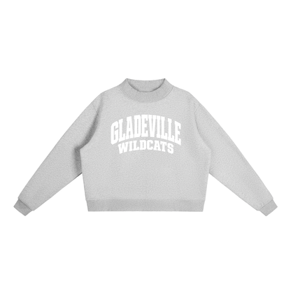 Basic 2 White Gladeville Essential Fleece Mock-Neck Crew Sweatshirt (printed)