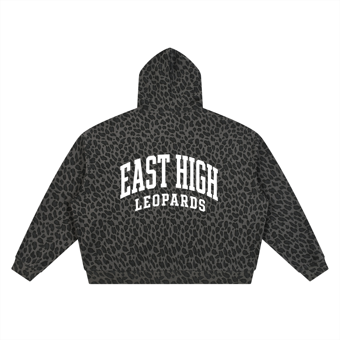 Unisex Leopard Print Waffle Full Zip Hoodie