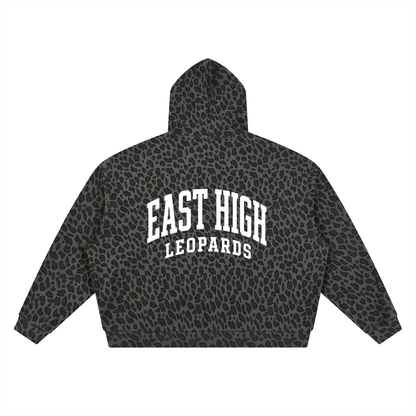 Unisex Leopard Print Waffle Full Zip Hoodie