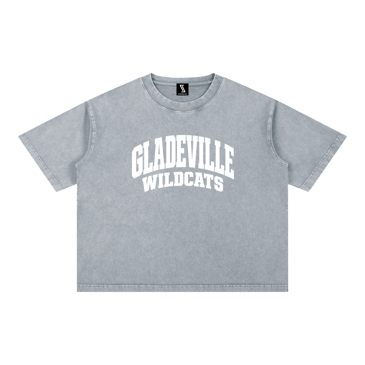 Basic 2 White Gladeville Mineral Wash Boxy Cotton T-Shirt