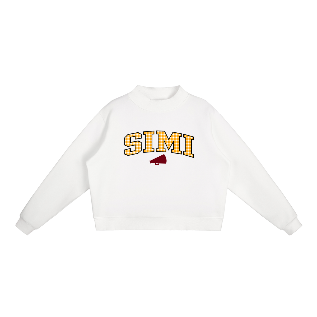 Gingham Simi Valley Essential Fleece Mock-Neck Crew Sweatshirt
