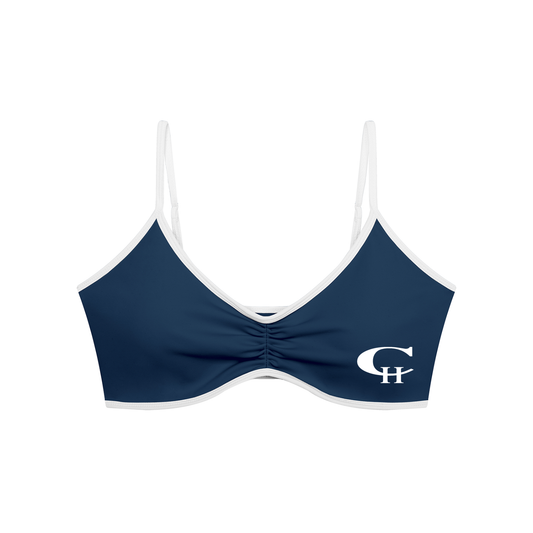 Women's Color Block Ruched V-Neck Sports Bra