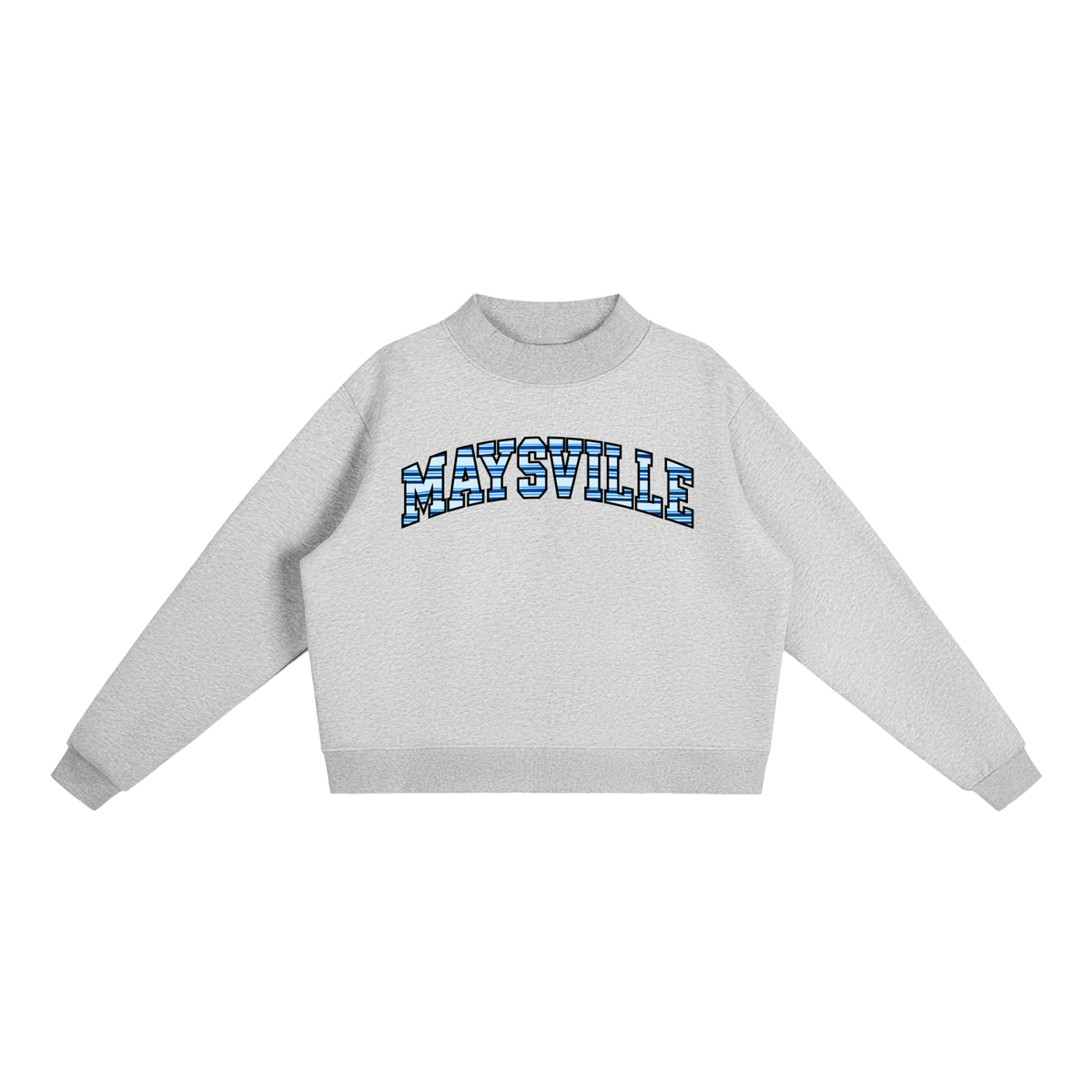 Striped Maysville Essential Fleece Mock-Neck Crew Sweatshirt