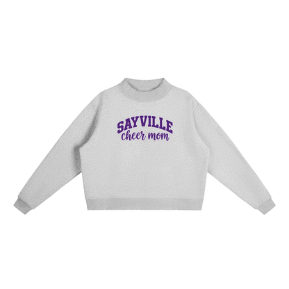 Cheer Mom Sayville Essential Fleece Mock-Neck Crew Sweatshirt (printed)