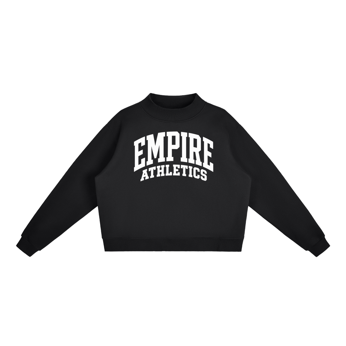 Basic 2 White Empire Essential Fleece Mock-Neck Crew Sweatshirt (printed)