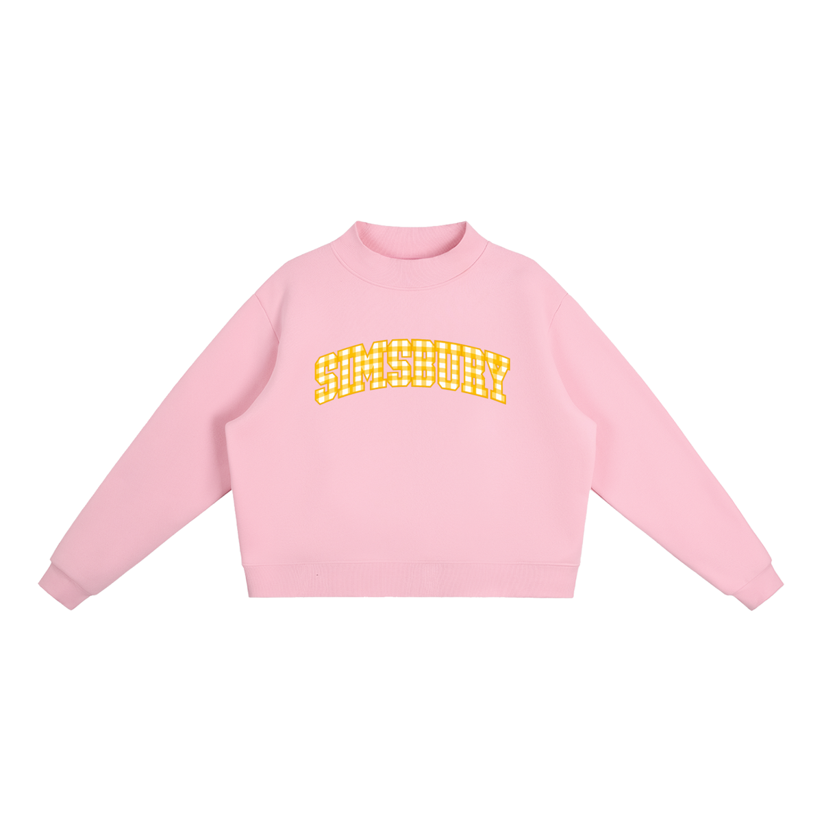 Gingham Simsbury Essential Fleece Mock-Neck Crew Sweatshirt (printed)